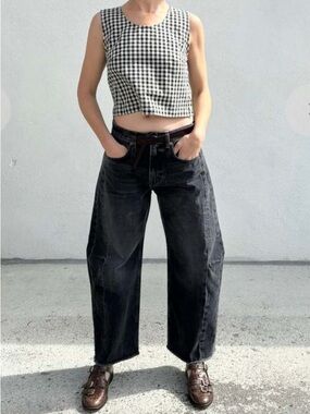 B Sides cropped black lasso jean